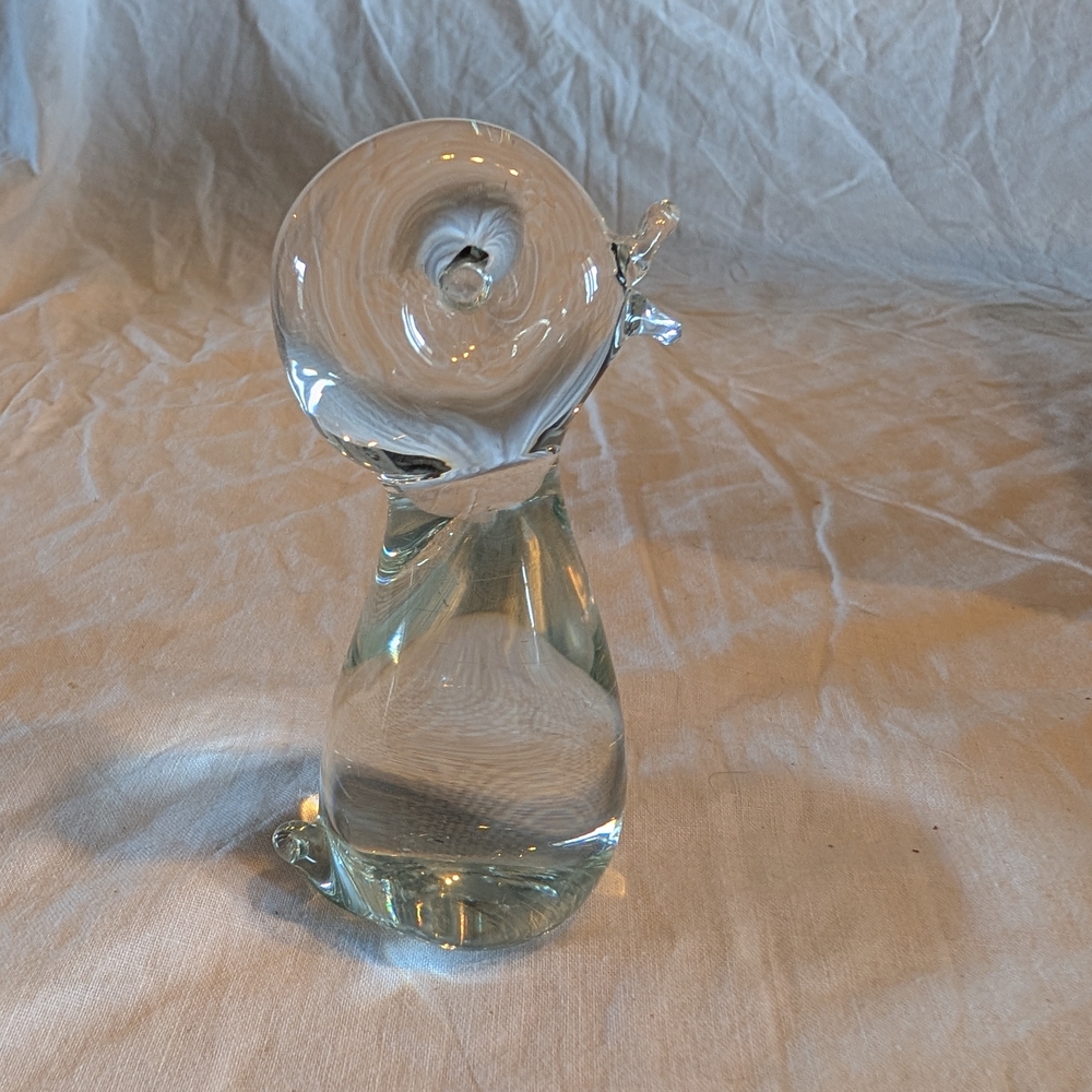 2/20$ Vintage Clear and White Blown Glass Duck Art Sculpture